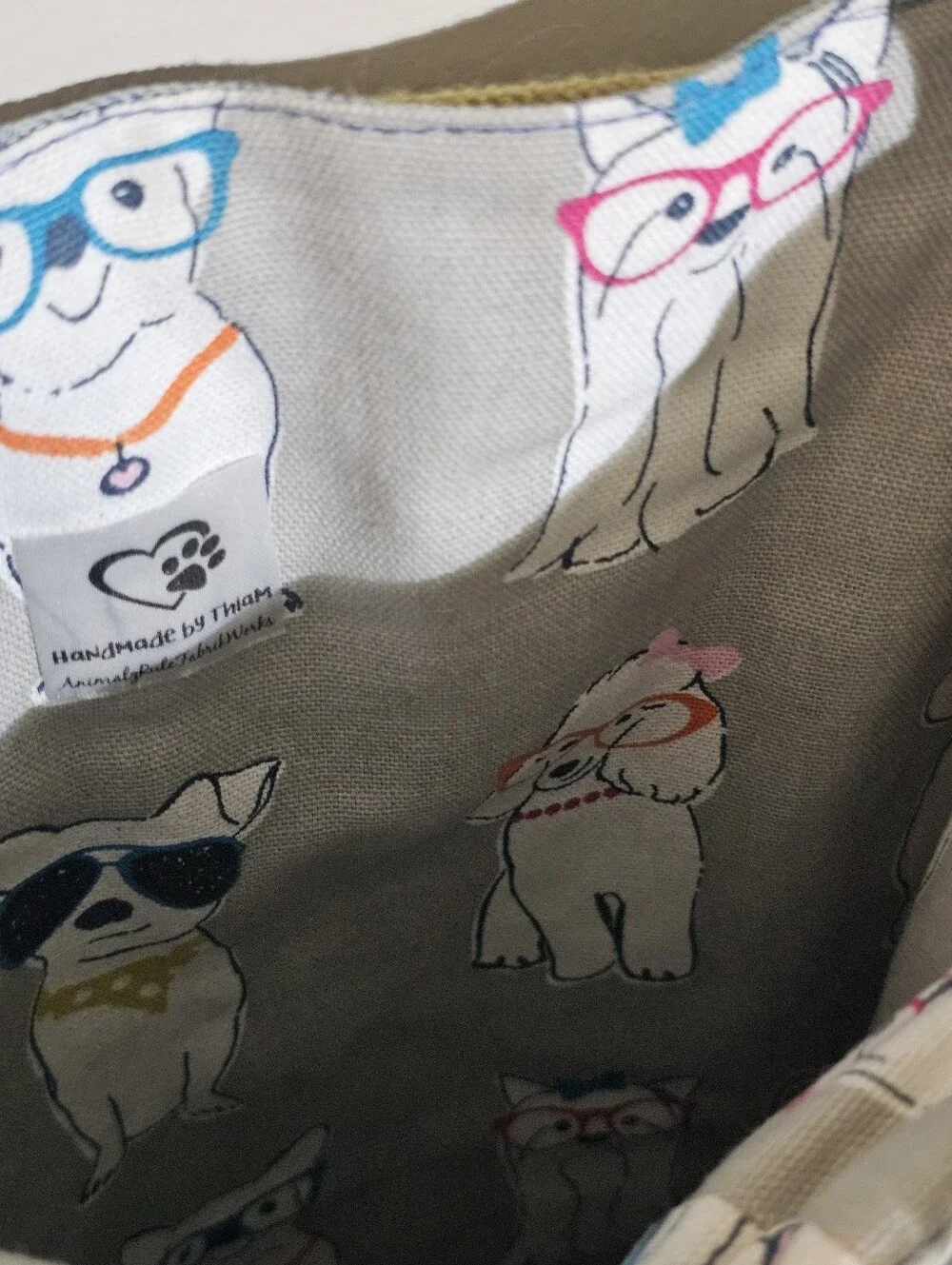 Crossbody Bucket Style Bag. Dog Themed.  Fully Lined.